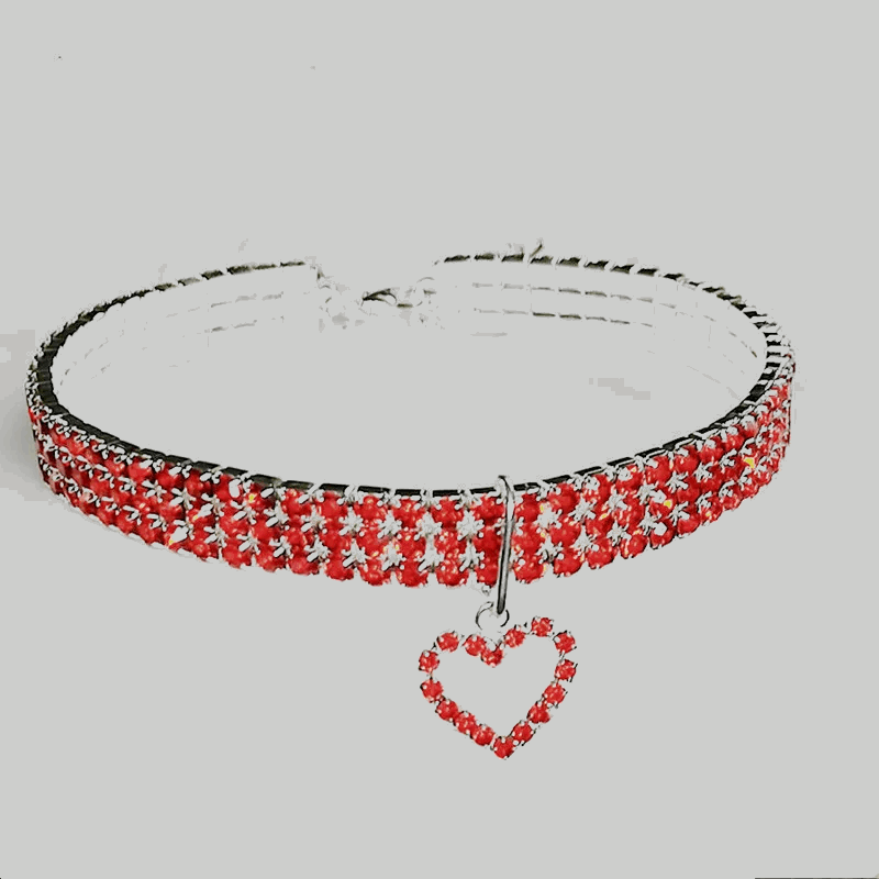 Collier pour chat en strass avec cœur - universmiaou