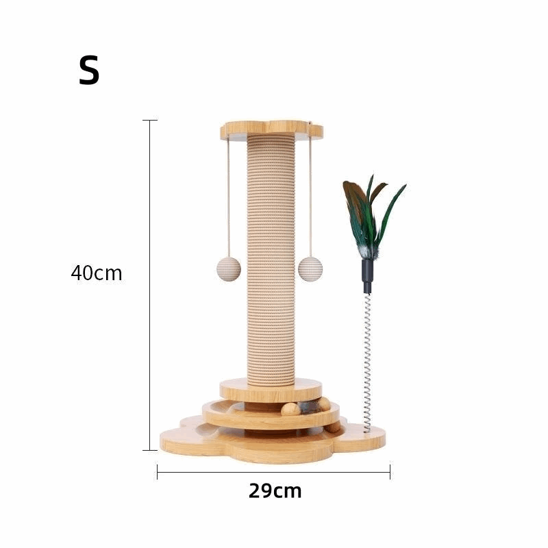 Griffoir pour chat avec boules suspendues et jouets interactifs - universmiaou
