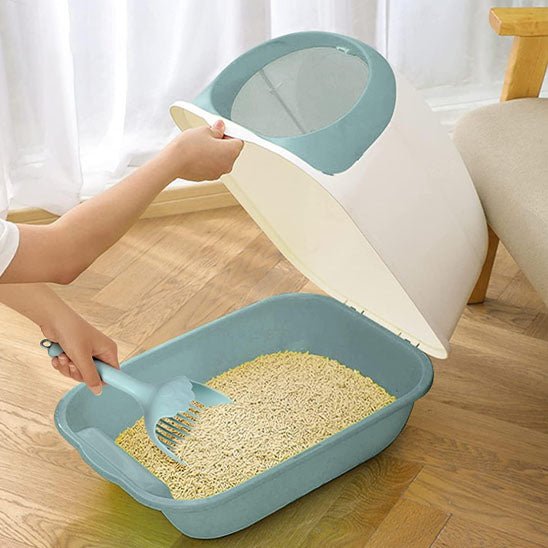Bac à litière à sable semi - fermé pour chat - universmiaou