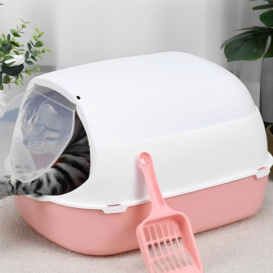 Bac à litière à sable semi - fermé pour chat - universmiaou