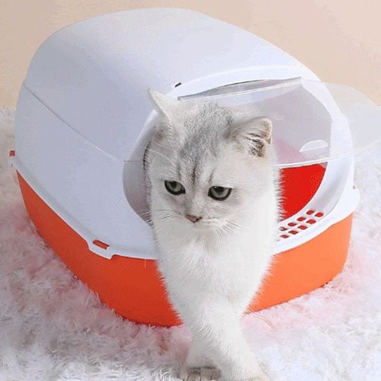 Bac à litière à sable semi - fermé pour chat - universmiaou