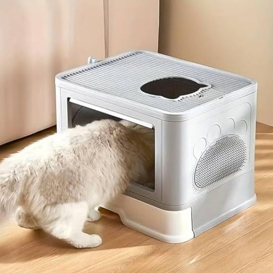 Bac à litière style grande maison pliable pour chat - universmiaou