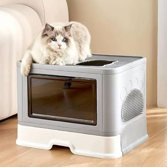 Bac à litière style grande maison pliable pour chat - universmiaou