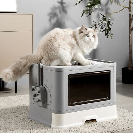 Bac à litière style grande maison pliable pour chat - universmiaou
