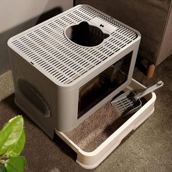Bac à litière style grande maison pliable pour chat - universmiaou