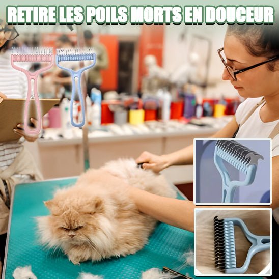 Brosse démêlante de poils morts pour chats - universmiaou