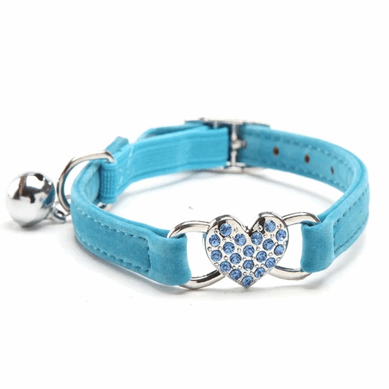 Collier de chat à breloque en forme de cœur et cloche - universmiaou