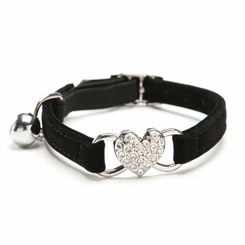 Collier de chat à breloque en forme de cœur et cloche - universmiaou