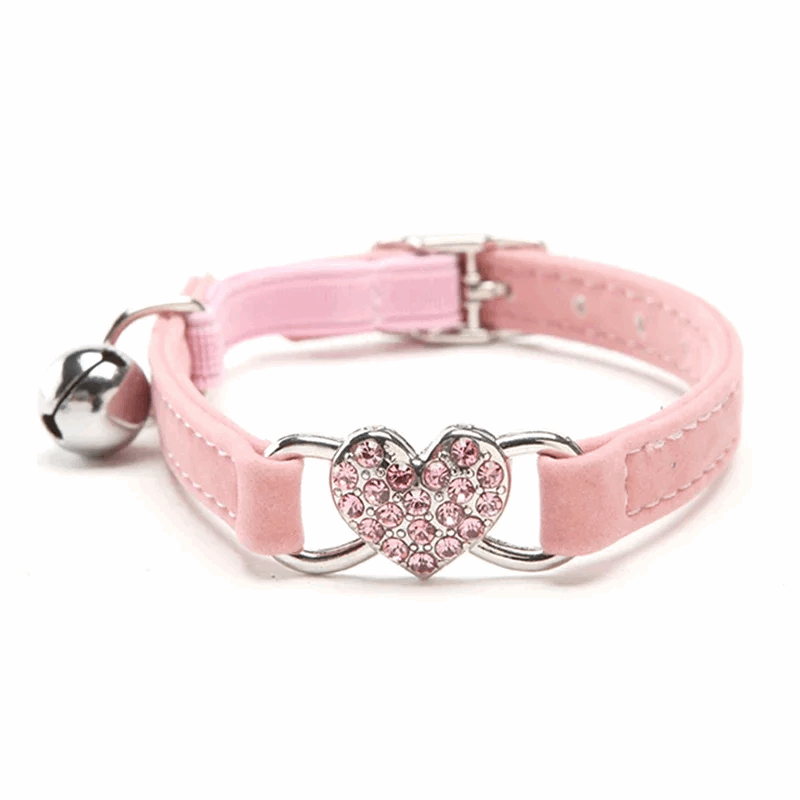 Collier de chat à breloque en forme de cœur et cloche - universmiaou