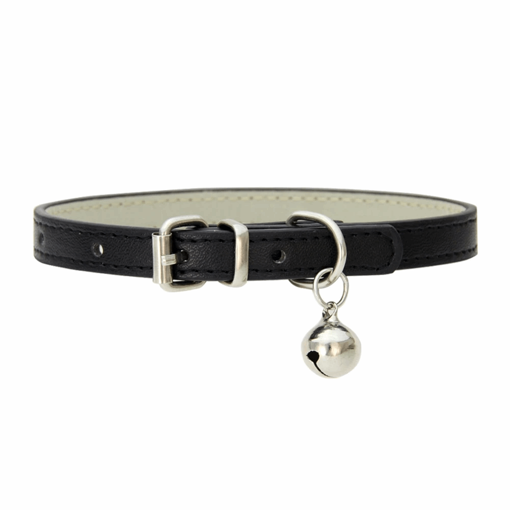 Collier de chat avec cloche en cuir - universmiaou