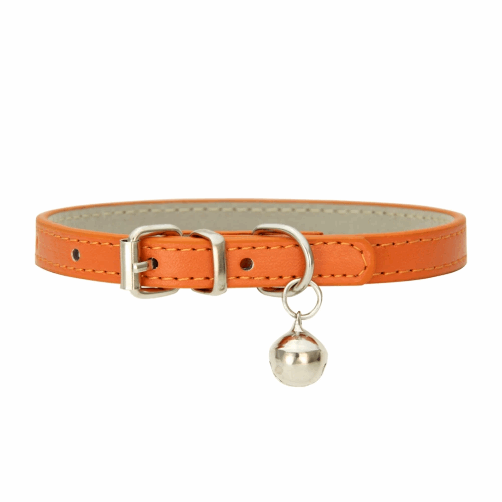 Collier de chat avec cloche en cuir - universmiaou