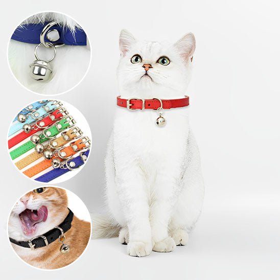 Collier de chat avec cloche en cuir - universmiaou