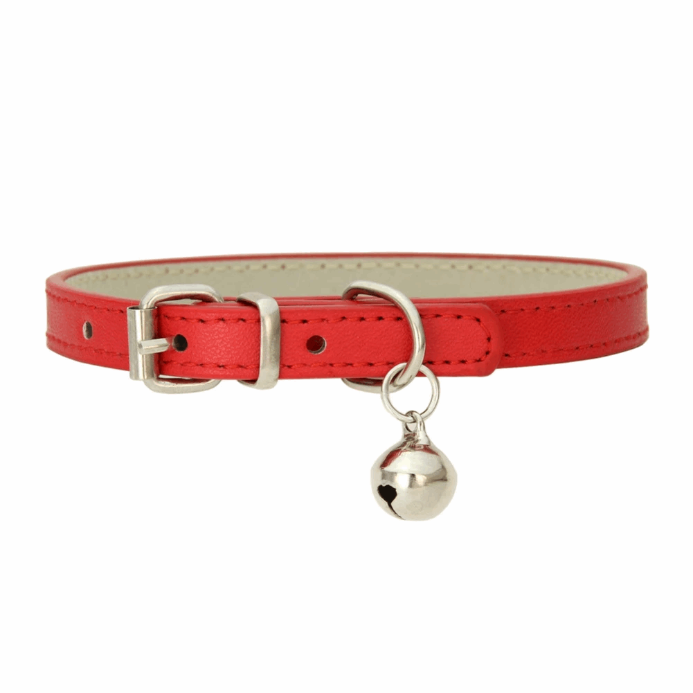 Collier de chat avec cloche en cuir - universmiaou