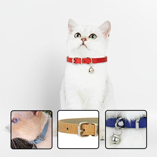 Collier de chat avec cloche en cuir - universmiaou