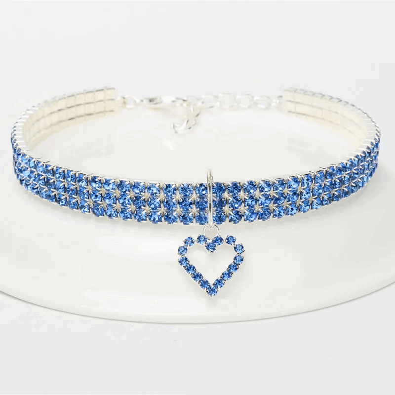 Collier pour chat en strass avec cœur - universmiaou