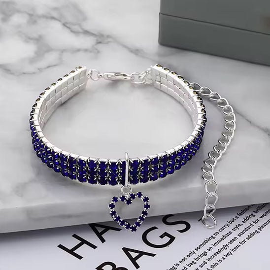 Collier pour chat en strass avec cœur - universmiaou