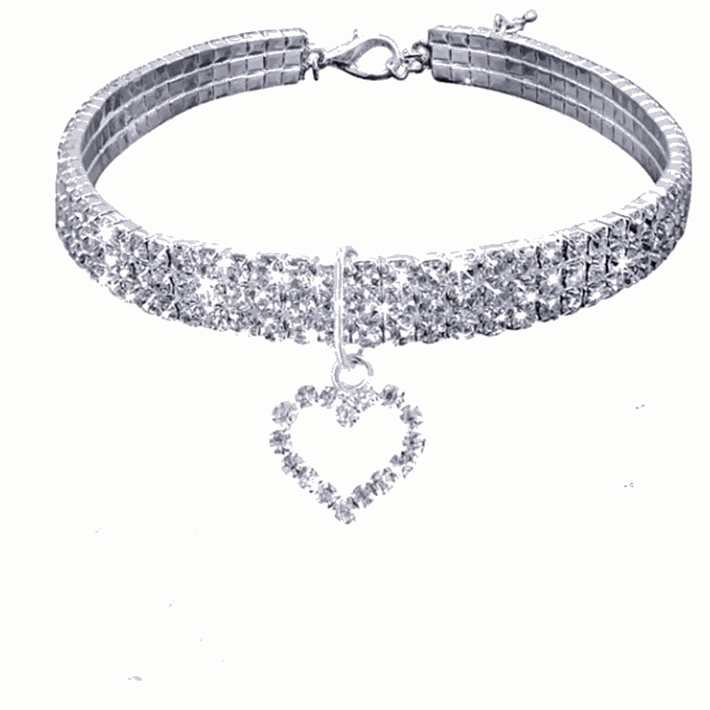 Collier pour chat en strass avec cœur - universmiaou