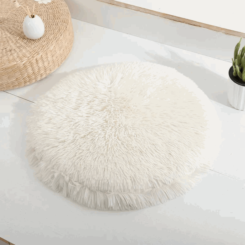 Coussin rond en peluche pour chat - universmiaou