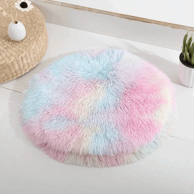 Coussin rond en peluche pour chat - universmiaou
