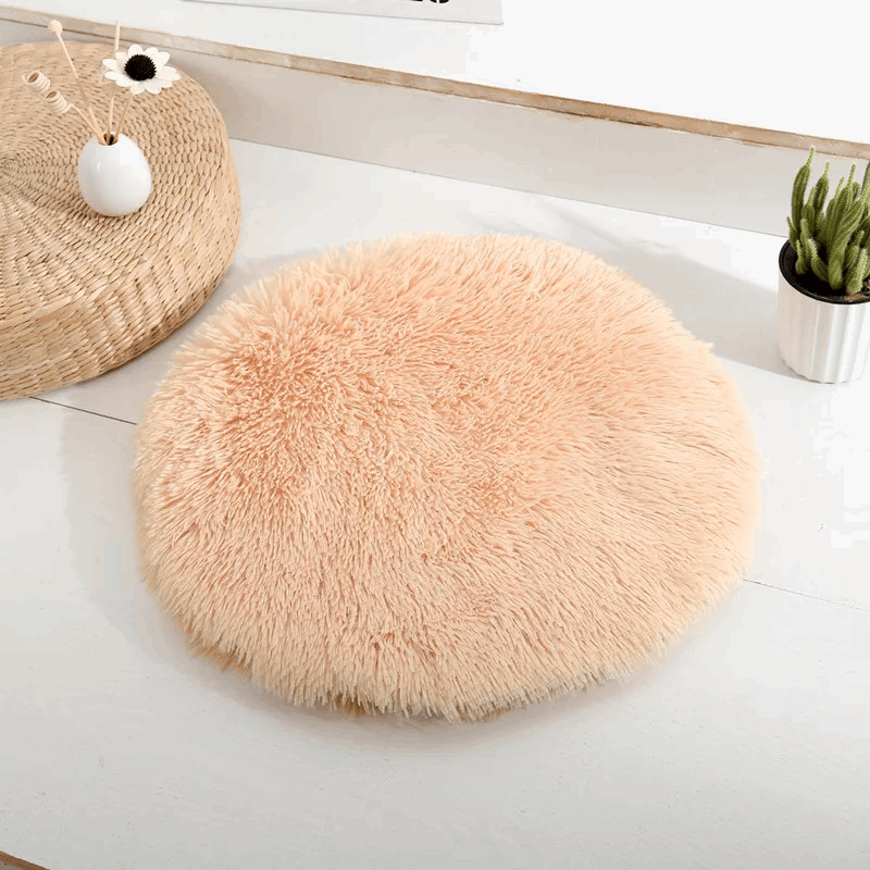 Coussin rond en peluche pour chat - universmiaou
