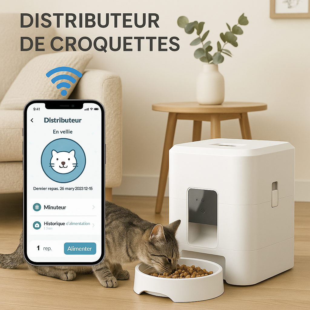 Distributeur de croquettes pour chat