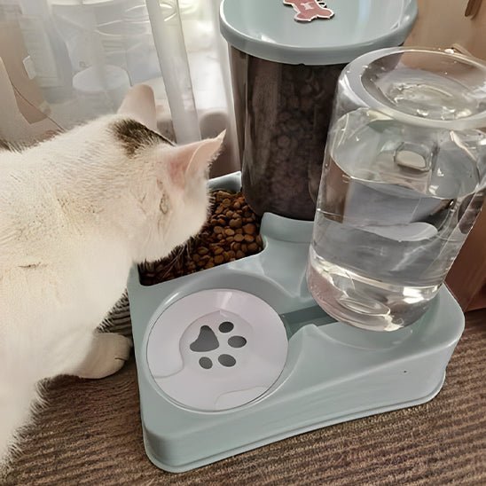 distributeur d'eau et de croquettes automatique pour chat - universmiaou