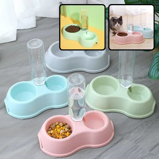 Gamelle à double plats avec distributeur d'eau automatique - universmiaou