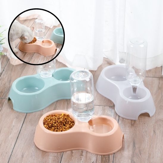 Gamelle à double plats avec distributeur d'eau automatique - universmiaou