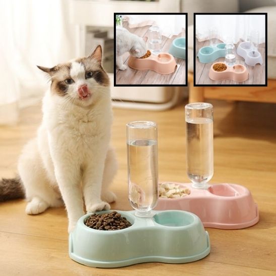 Gamelle à double plats avec distributeur d'eau automatique - universmiaou