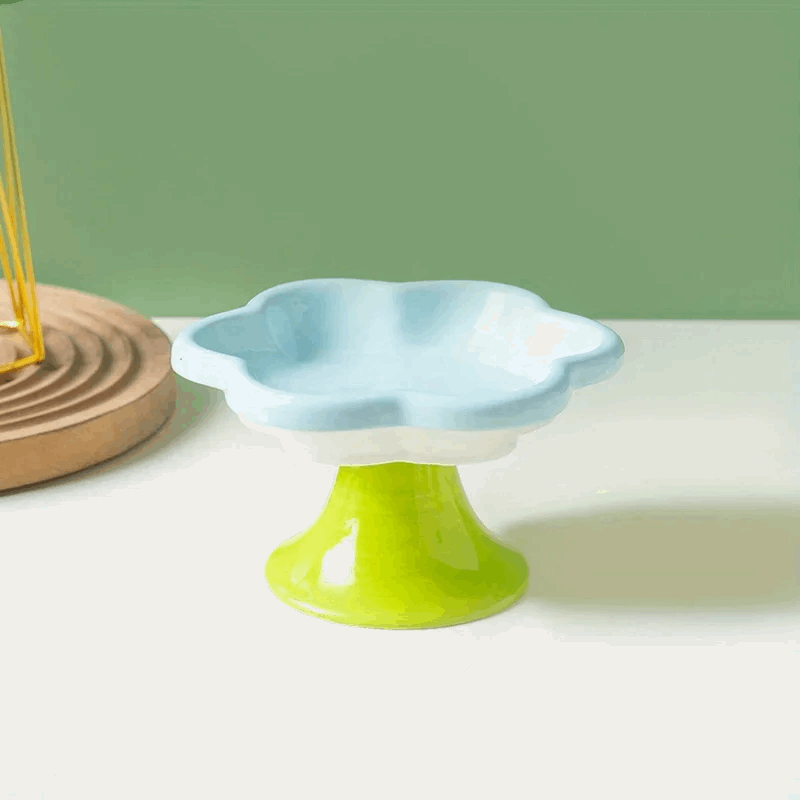 Gamelle en céramique surélevée avec motif floral - universmiaou