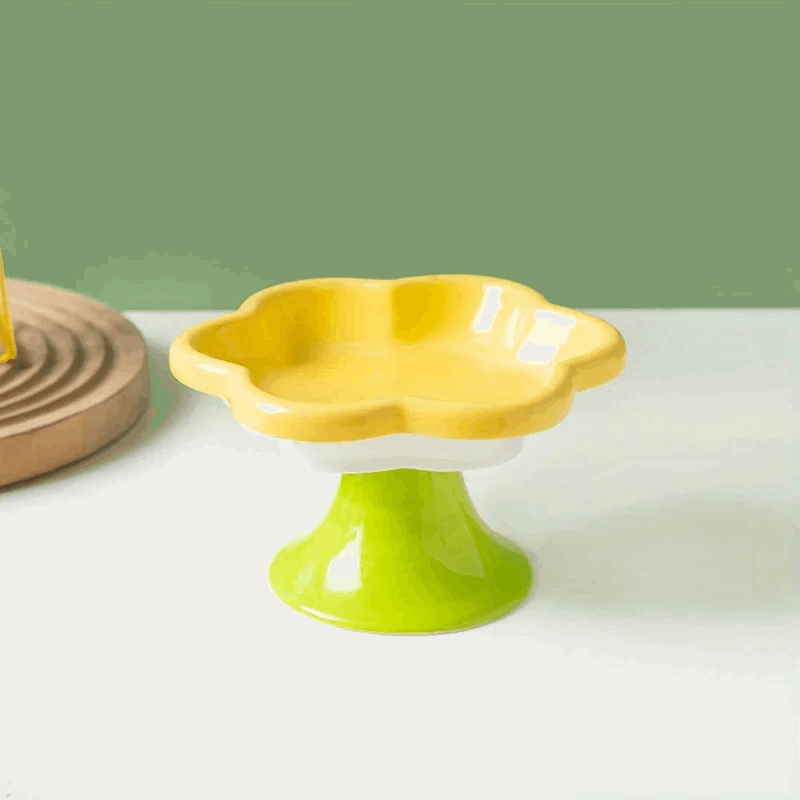 Gamelle en céramique surélevée avec motif floral - universmiaou