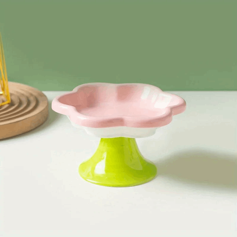 Gamelle en céramique surélevée avec motif floral - universmiaou