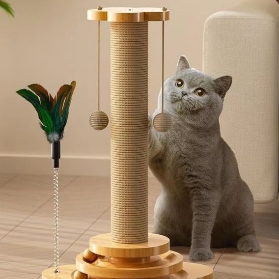 Griffoir pour chat avec boules suspendues et jouets interactifs - universmiaou