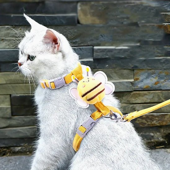 Harnais réglable pour chat avec motif d'abeille - universmiaou