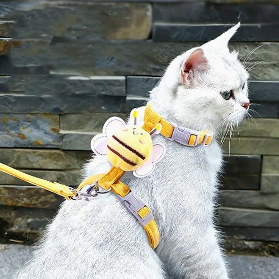 Harnais réglable pour chat avec motif d'abeille - universmiaou